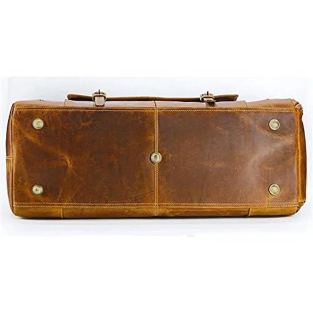 Men's Leather Duffle Bag, Distressed Tan, 28 Inch